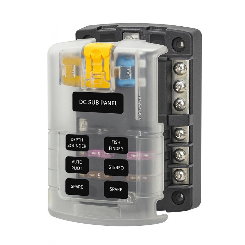 Obrazek produktu Blok bezpieczników Solvian 6-obwodowy 32VDC 100A (SKU: 4165) - importowany z CSV (SunTrack) blank