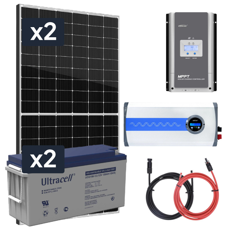 Obrazek produktu Elektrownia słoneczna 870W z akumulatorem - zasilanie 230V moc 1500W + MPPT (SKU: 3055) - importowany z CSV (SunTrack) blank