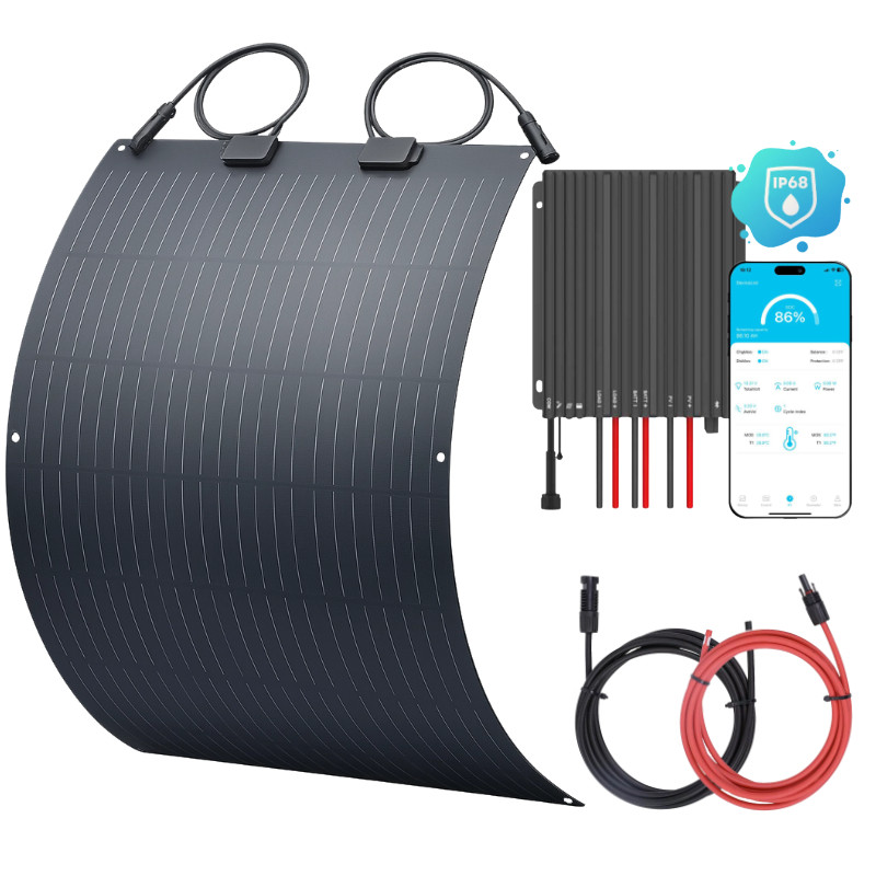 Obrazek produktu Zestaw solarny na łódź 105W z wodoodpornym regulatorem MPPT IP68 (SKU: 3098) - importowany z CSV (SunTrack) blank