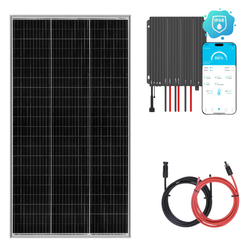 Obrazek produktu Zestaw solarny na łódź 180W z wodoodpornym regulatorem IP68 MPPT (SKU: 3091) - importowany z CSV (SunTrack) blank