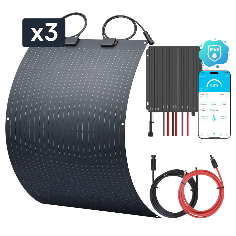 Obrazek produktu Zestaw solarny na łódź 315W z wodoodpornym regulatorem MPPT IP68 (SKU: 3097) - importowany z CSV (SunTrack) blank