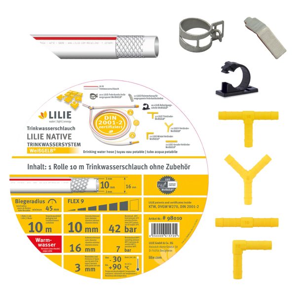 LILIE Zestaw węży WeißGELB do wody pitnej